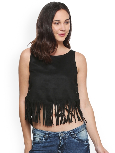

People Women Black Solid A-Line Top