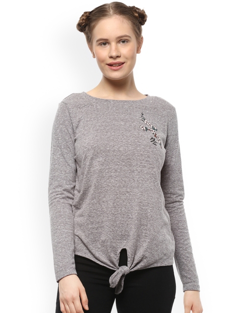 

People Women Grey Self Design Top