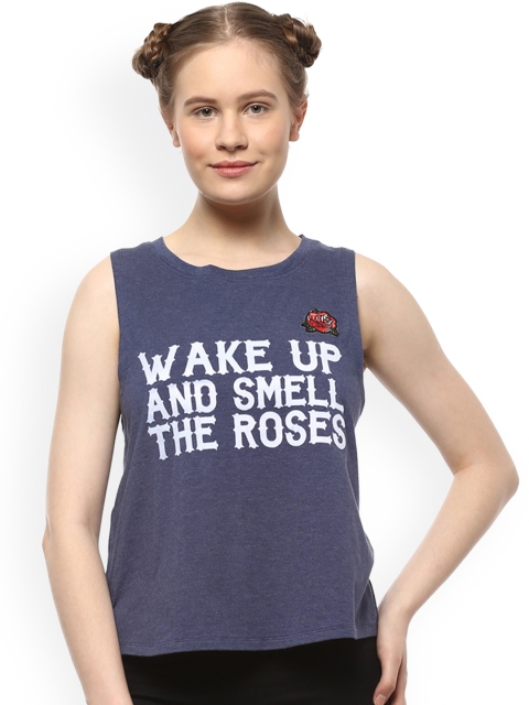 

People Women Blue Printed A-Line Top