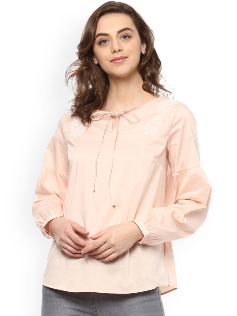 

Allen Solly Woman Women Peach-Coloured Solid A-Line Top