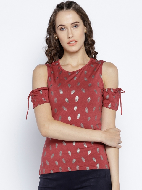 

METTLE Women Rust Red Printed Top