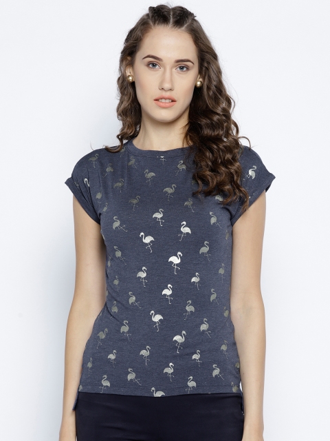 

METTLE Women Blue Printed Top