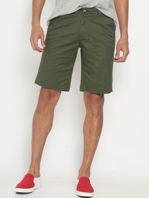 

IVOC Men Olive Green Solid Slim Fit Chino Shorts