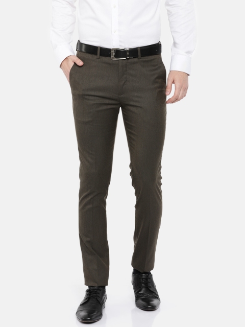

U.S. Polo Assn. Men Brown Super Slim Fit Solid Formal Trousers