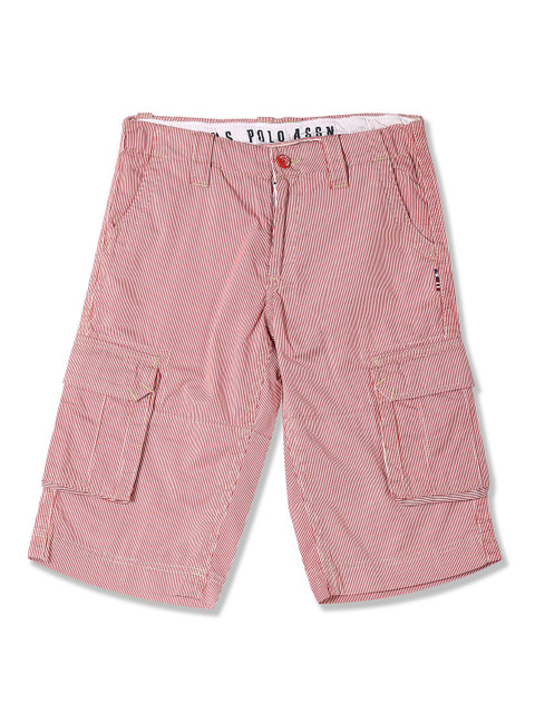 

U.S. Polo Assn. Men Red Striped Regular Fit Regular Shorts