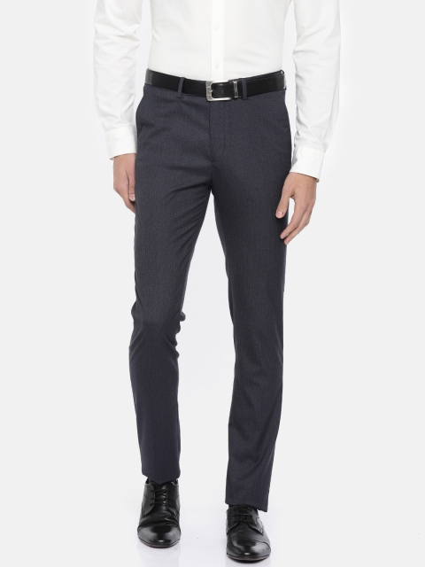 

U.S. Polo Assn. Men Blue Super Slim Fit Self Design Formal Trousers