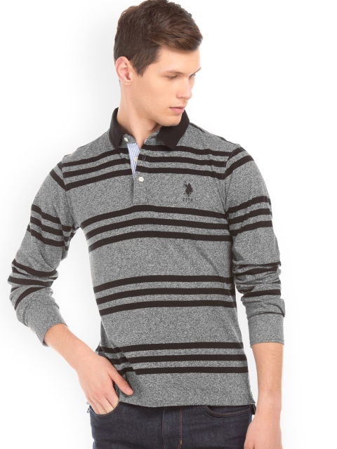 

U.S. Polo Assn. Men Grey Solid Polo Collar T-shirt