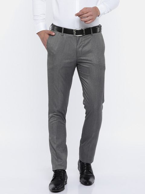 

U.S. Polo Assn. Men Charcoal Grey Slim Fit Solid Formal Trousers