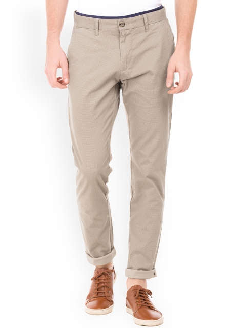 

U.S. Polo Assn. Men Beige Regular Fit Self Design Regular Trousers