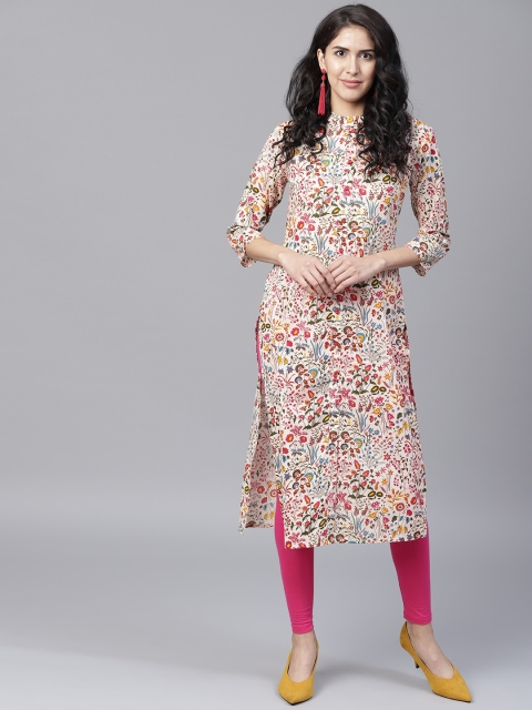 Yufta Women Multicoloured Printed Straight Kurta, Multi