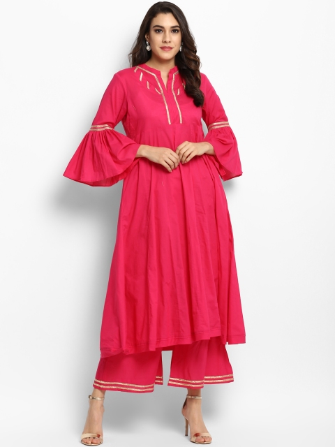 

Bhama Couture Women Pink Solid Kurta with Palazzos
