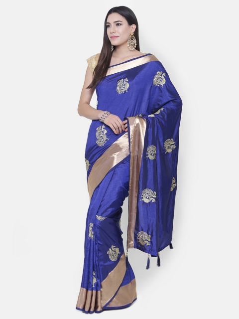 

Chhabra 555 Blue Embroidered Banarasi Saree
