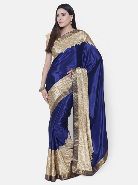 

Chhabra 555 Navy Blue Printed Saree