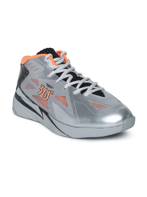 

361 Degree Men Grey & Orange Basketball Shoes