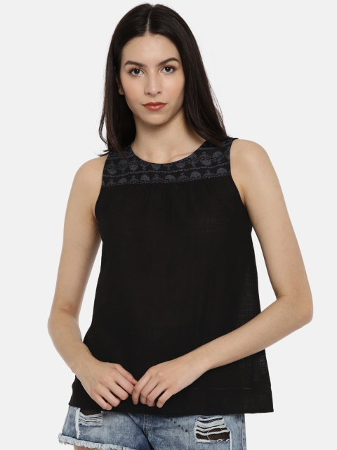 

People Women Black Printed A-Line Top