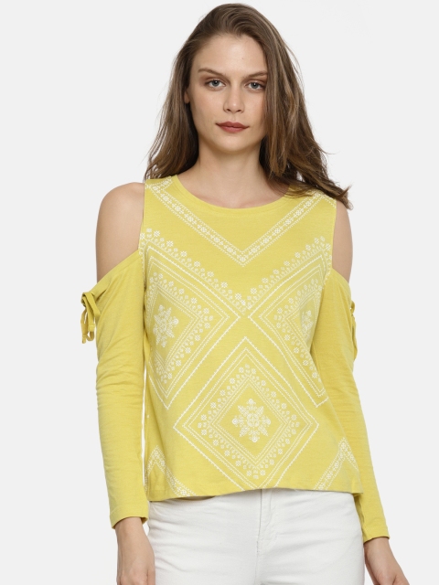 

People Women Yellow Printed Top