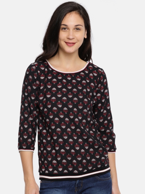 

People Women Black Printed Top