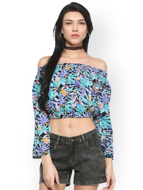 

People Women Multicoloured Printed Bardot Top, Multi
