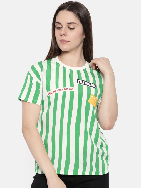 

People Women Green Striped Top