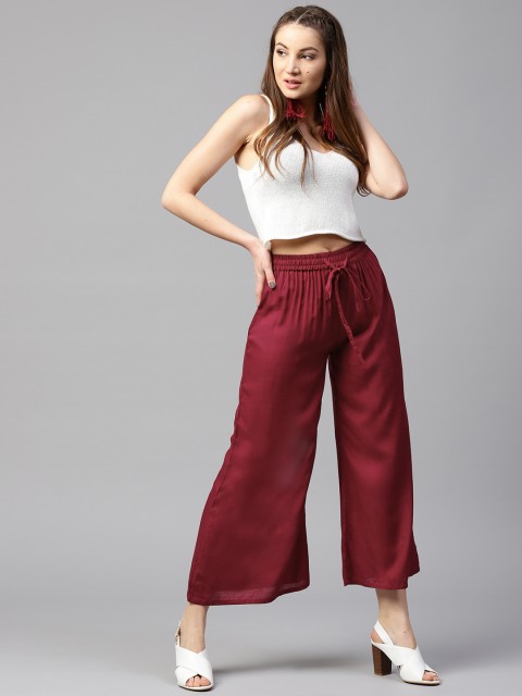 

Yufta Women Maroon Solid Wide Leg Palazzos