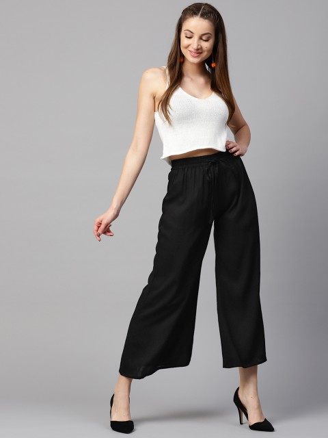 

Yufta Women Black Wide Leg Solid Palazzos