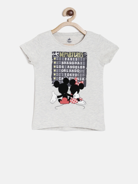 

Juniors by Lifestyle Girls Grey Melange Printed Round Neck T-shirt