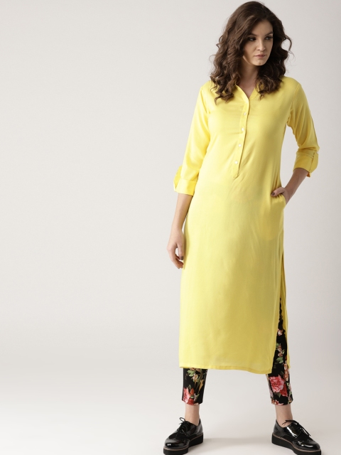 

Libas Women Yellow Solid Straight Kurta