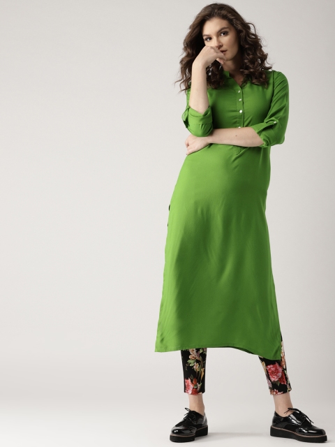 

Libas Women Green Solid Straight Kurta