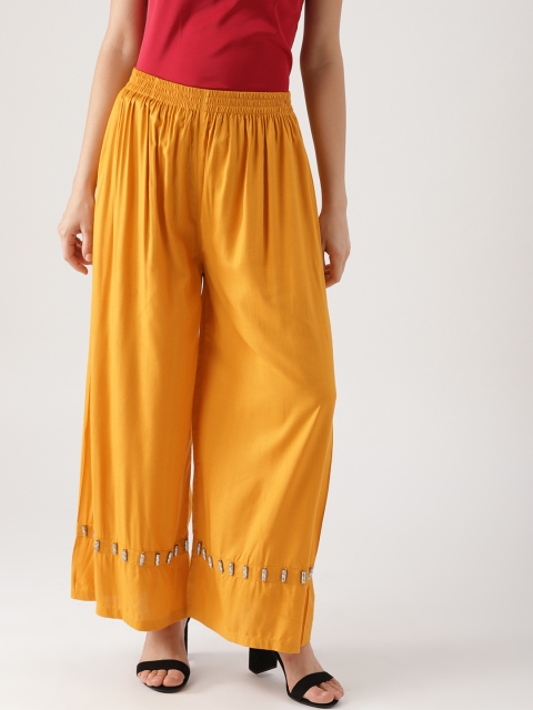 

Libas Women Mustard Yellow Wide Leg Solid Palazzos