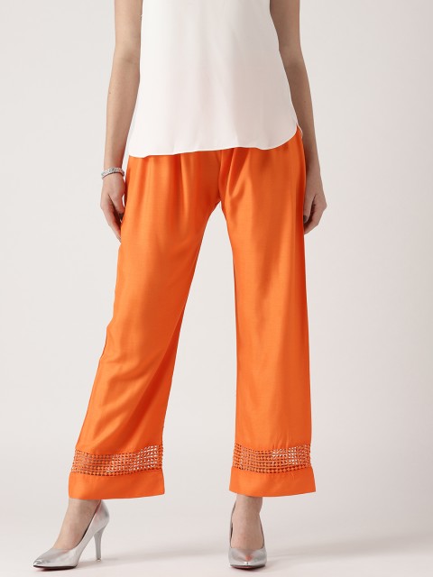 

Libas Women Orange Solid Straight Palazzos