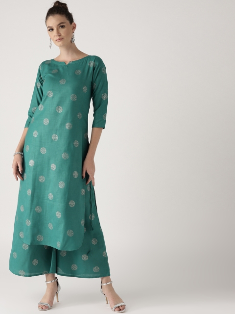 

Libas Women Green Block Print Kurta with Palazzos