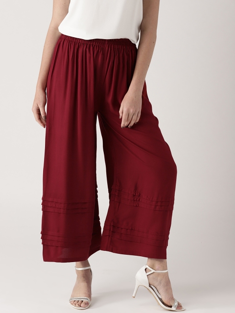 

Libas Women Maroon Solid Wide Leg Palazzos