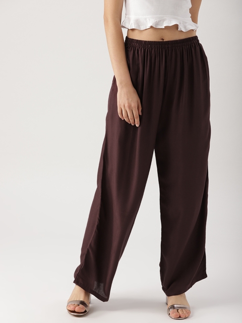 

Libas Women Coffee Brown Solid Wide Leg Palazzos