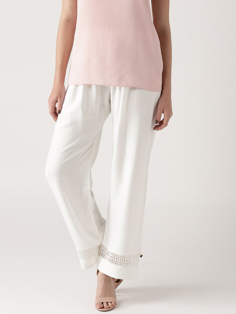 

Libas Women White Straight Solid Palazzos