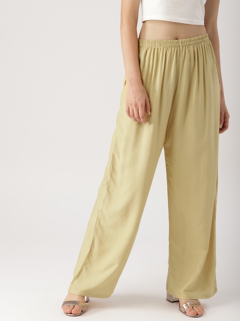 

Libas Women Beige Solid Wide Leg Palazzos