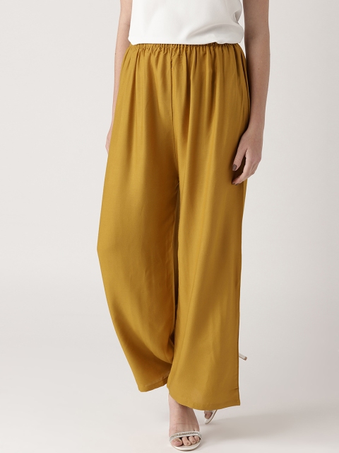 

Libas Women Mustard Yellow Solid Wide Leg Palazzos