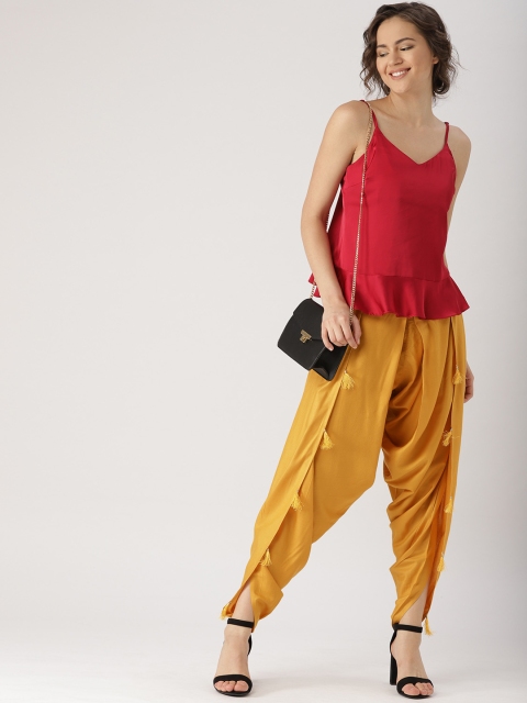 

Libas Women Mustard Yellow Solid Dhoti Pants