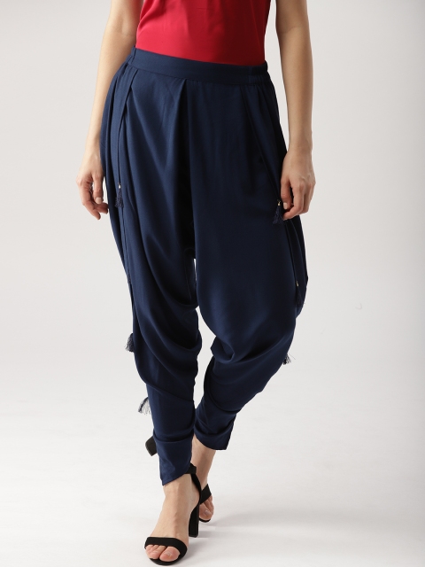 

Libas Women Navy Blue Solid Dhoti Pants
