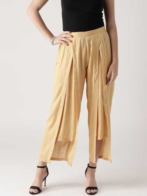 

Libas Women Beige Solid Wide Leg Layered Palazzos