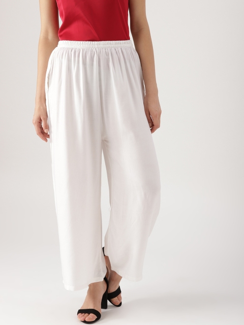 

Libas Women White Solid Wide Leg Palazzos