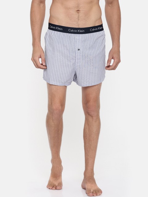 

Calvin Klein Innerwear Blue Striped Slim Fit Boxers U15132AY