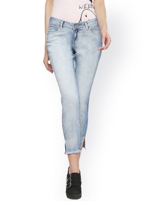 

People Women Blue Slim Fit Mid-Rise Clean Look Jeans