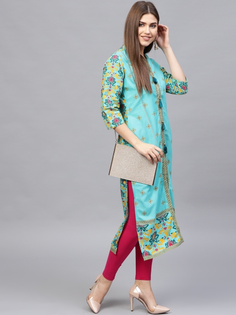 

Shree Women Blue Printed Straight Kurta