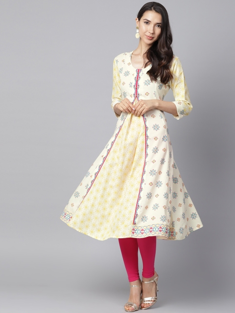 

Shree Women Cream-Coloured Printed A-Line Kurta