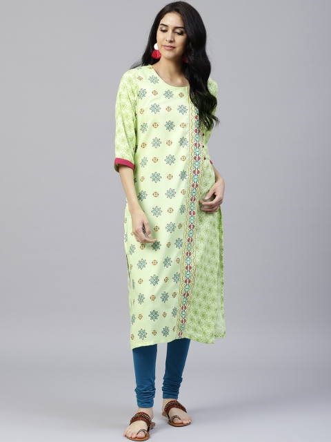 

Shree Women Green Printed Straight Kurta