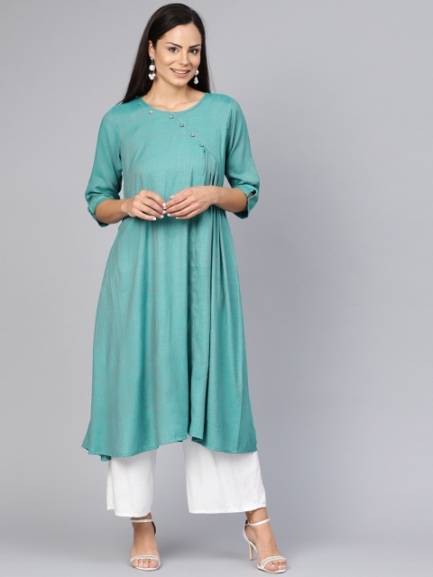 

Shree Women Teal Green Solid A-Line Kurta