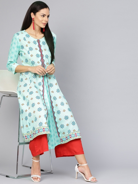 

Shree Women Sea Green Printed A-Line Kurta