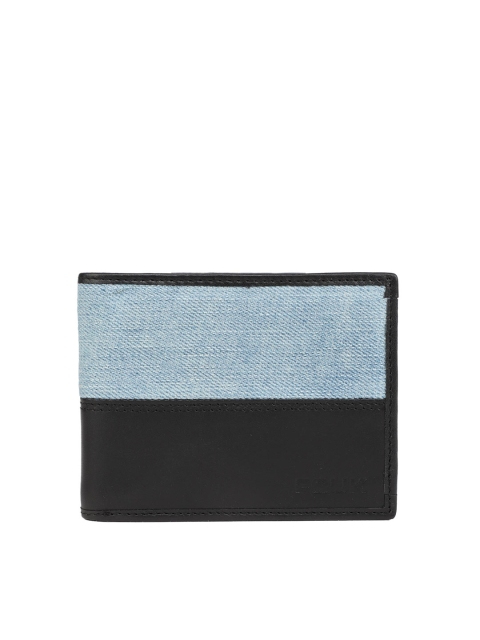 

French Connection Men Black & Blue Colourblocked Two Fold Wallet