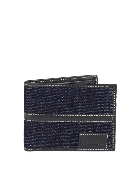 

French Connection Men Navy Blue & Black Leather Solid Two Fold Wallet