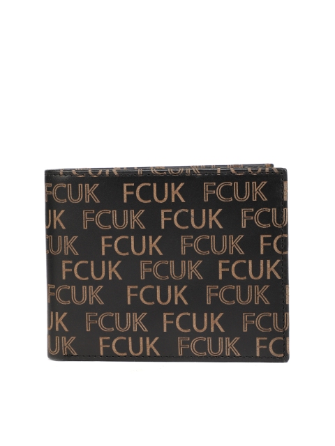 

French Connection Men Black & Brown Printed Two Fold Wallet